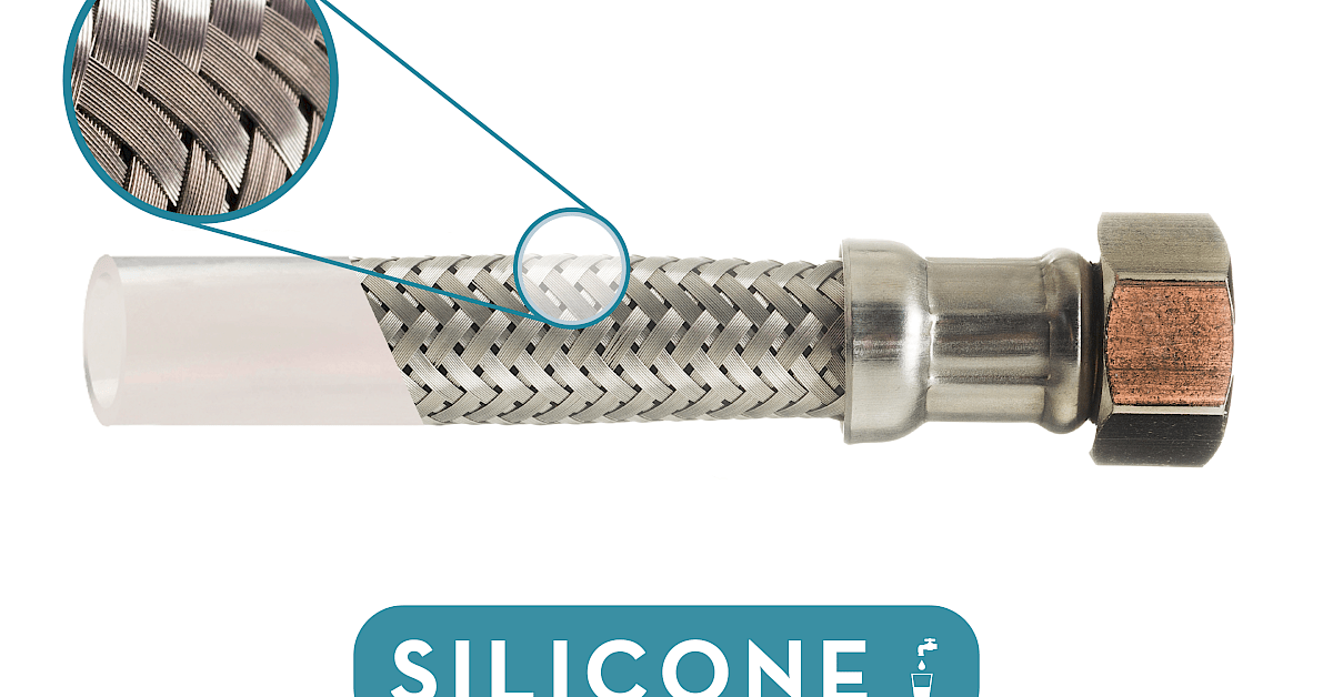 Tuyau Blindé DN25 DVGW Silicone Alimentaire – 1 AG X 1 UM Coudé 1000 Mm – Eau Potable Certifiée